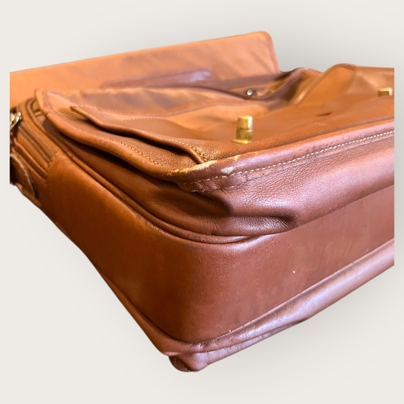 Authentic Vintage Coach 532 British Tan Leather Briefcase Work Bag w Strap Rare - Picture 12 of 16